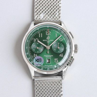 TW Factory Breitling Premier B01 Chronograph Stainless Steel 42MM 7750 Movement Green Watch